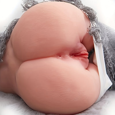 [Realistic Silicone Female Doll] 1pc Realistic Silicone Female Doll - 3D Stimulated Dual-Hole Pocket Pussy, Portable Masturbation Toy for Men - Tactile Anal & Vagina, No Battery Required, 14cm