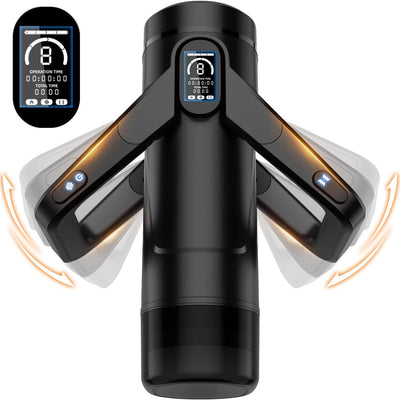 Automatic Male Masturbator Sex Toys for Men - Male Sex Toy with 9 Thrusting & 9 Scrotal Vibrations & Wing Handle Design with LCD Display Penis Pump, Pocket Pussy Sex Machine, Adult Sex Toys & Games