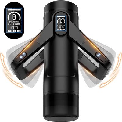 Automatic Male Masturbator Sex Toys for Men - Male Sex Toy with 9 Thrusting & 9 Scrotal Vibrations & Wing Handle Design with LCD Display Penis Pump, Pocket Pussy Sex Machine, Adult Sex Toys & Games