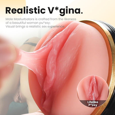 Male Masturbator Cup Sex Toy for Men,Pocket Pussy Realistic Vagina Textured with 7.5in Depth Lifelike Soft and Fleshy Texture,Penis Training Masturbators,Adult Toys Manual Massager, Black
