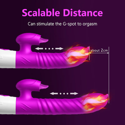 ใหม่คู่ลิ้น Vibrating Dildo Telescopic หมุน Vibrators สำหรับผู้หญิง Anal ช่องคลอด Clitoris Stimulator ผู้ใหญ่เซ็กซ์ทอย