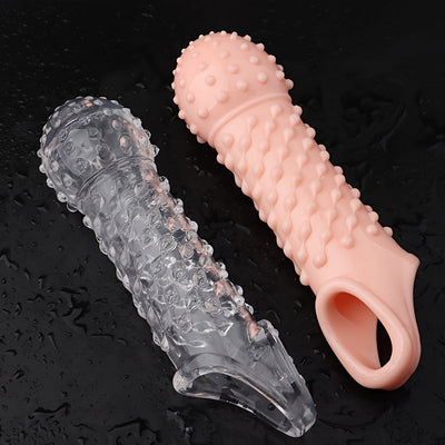 2pcs Penis Enhancer Sleeves with Stretch G-Spot Stimulation - Reusable Cock Ring & Nozzle for Men's Sexual Pleasure Sex Toy For Men Masturbating Sex Toy For Men Anal